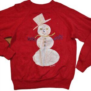 Red Ugly Christmas Sweatshirt with Snowman